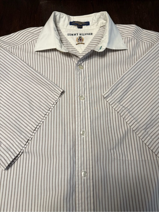 Tommy Hilfiger Other - Vtg Tommy Hilfiger Mens Large 16 1/2 - 35 Short Sleeve Button Down Striped Shirt